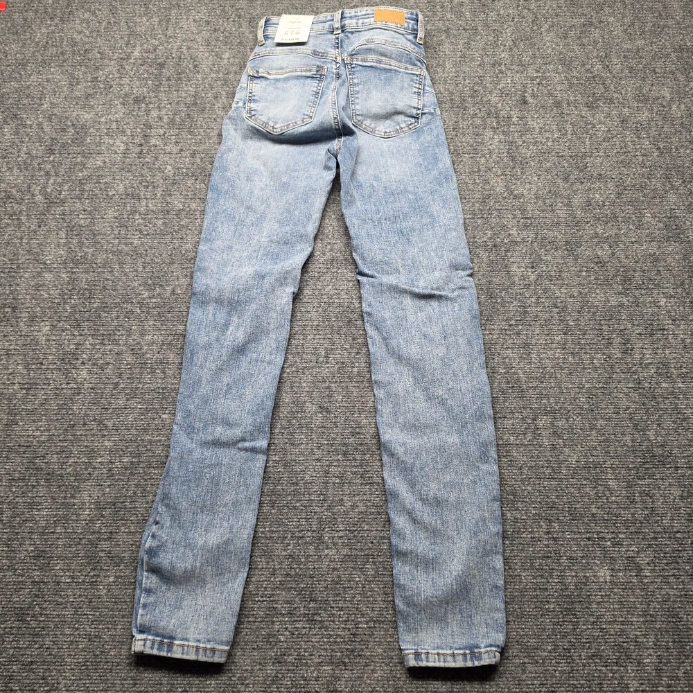 Pull&Bear Push Up Skinny Jeans NWT Womens Size 0 Light Blue Distressed Ripped - Picture 9 of 11
